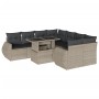 Set muebles jardín 9 pzas y cojines ratán sintético gris claro de , Conjuntos de jardín - Ref: Foro24-3268432, Precio: 692,18...