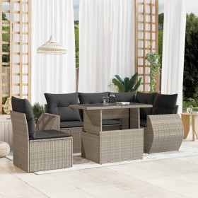 Set de sofás de jardín 6 pzas y cojines ratán sintético gris de , Conjuntos de jardín - Ref: Foro24-3268542, Precio: 474,27 €...