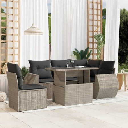Set de sofás de jardín 6 pzas y cojines ratán sintético gris de , Conjuntos de jardín - Ref: Foro24-3268542, Precio: 474,27 €...