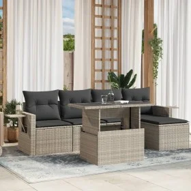 Set de sofás de jardín 6 pzas y cojines ratán sintético gris de , Conjuntos de jardín - Ref: Foro24-3267872, Precio: 439,42 €...