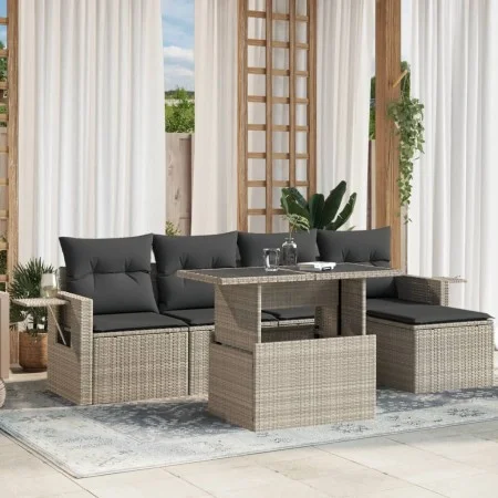 Set de sofás de jardín 6 pzas y cojines ratán sintético gris de , Conjuntos de jardín - Ref: Foro24-3267872, Precio: 439,42 €...