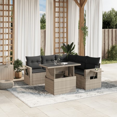 Set de sofás de jardín 6 pzas y cojines ratán sintético gris de , Conjuntos de jardín - Ref: Foro24-3267902, Precio: 457,28 €...