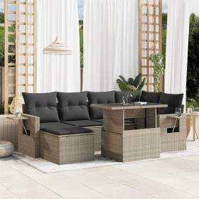 Set de sofás de jardín 7 pzas con cojines ratán PE gris claro de , Conjuntos de jardín - Ref: Foro24-3268052, Precio: 510,70 ...