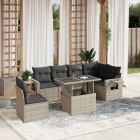 Set de sofás de jardín 7 pzas con cojines ratán PE gris claro de , Conjuntos de jardín - Ref: Foro24-3267942, Precio: 541,28 ...