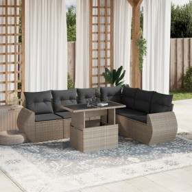 Set de sofás de jardín 7 pzas con cojines ratán PE gris claro de , Conjuntos de jardín - Ref: Foro24-3268562, Precio: 560,18 ...