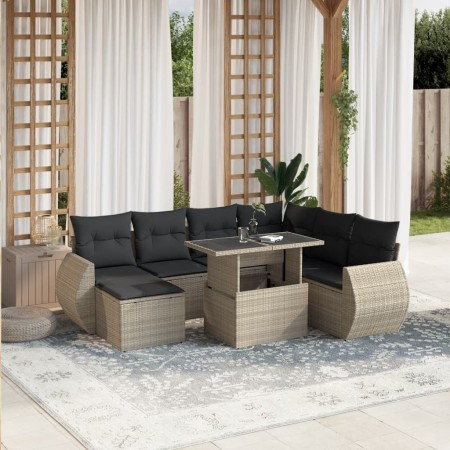 Set de sofás de jardín 8 pzas y cojines ratán sintético gris de , Conjuntos de jardín - Ref: Foro24-3268702, Precio: 607,90 €...