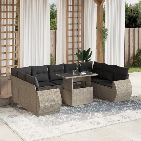 Set sofás jardín 10 pzas con cojines ratán sintético gris claro de , Conjuntos de jardín - Ref: Foro24-3268742, Precio: 799,5...