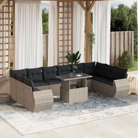 Set de sofás de jardín 11 pzas y cojines ratán sintético gris de , Conjuntos de jardín - Ref: Foro24-3268782, Precio: 882,28 ...
