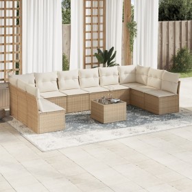 Set de sofás de jardín 11pzas con cojines ratán sintético beige en Conjuntos de jardín | Comprar online en Foru.es