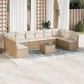 Set de sofás de jardín 11pzas con cojines ratán sintético beige en Conjuntos de jardín | Comprar online en Foru.es