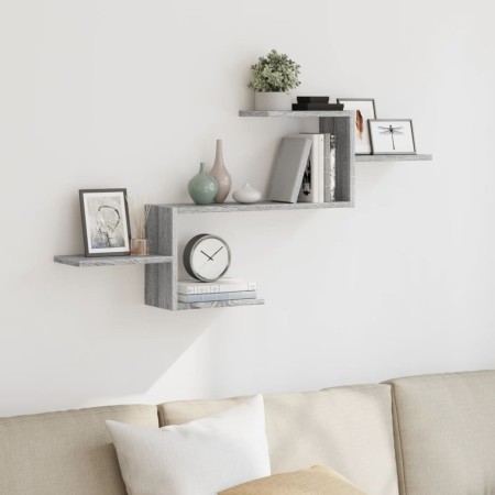 Estante de pared madera ingeniería gris Sonoma 104x15x49 cm de , Estantes y estanterías - Ref: Foro24-853205, Precio: 31,77 €...