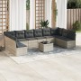 Set de sofás de jardín 11 pzas y cojines ratán sintético gris en Conjuntos de jardín | Comprar online en Foru.es