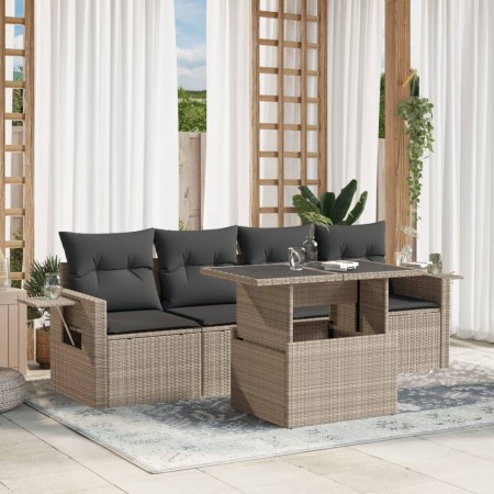 Set de sofás jardín y cojines 5 pzas ratán sintético gris claro de , Conjuntos de jardín - Ref: Foro24-3267732, Precio: 365,3...