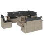 Set muebles jardín 9 pzas y cojines ratán sintético gris claro de , Conjuntos de jardín - Ref: Foro24-3268042, Precio: 703,55...