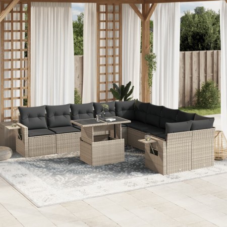 Set de sofás de jardín 11 pzas y cojines ratán sintético gris de , Conjuntos de jardín - Ref: Foro24-3268172, Precio: 808,07 ...