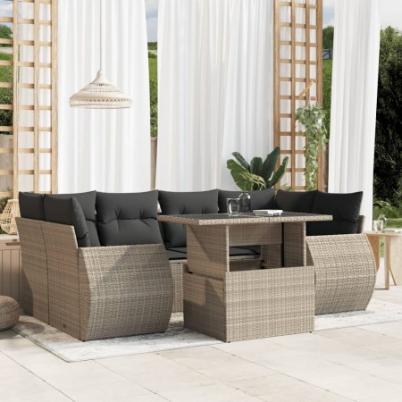 Set de sofás de jardín 7 pzas con cojines ratán PE gris claro de , Conjuntos de jardín - Ref: Foro24-3268392, Precio: 547,65 ...