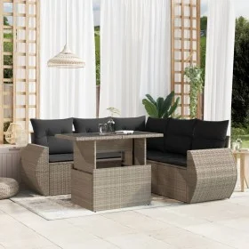 Set de sofás de jardín 6 pzas y cojines ratán sintético gris de , Conjuntos de jardín - Ref: Foro24-3268532, Precio: 493,93 €...