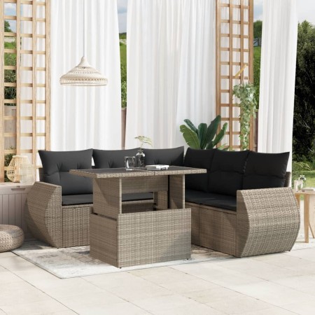 Set de sofás de jardín 6 pzas y cojines ratán sintético gris de , Conjuntos de jardín - Ref: Foro24-3268532, Precio: 474,27 €...