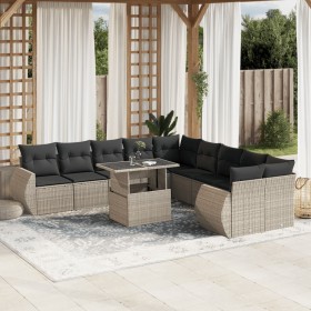 Set de sofás de jardín 11 pzas y cojines ratán sintético gris de , Conjuntos de jardín - Ref: Foro24-3268802, Precio: 882,28 ...