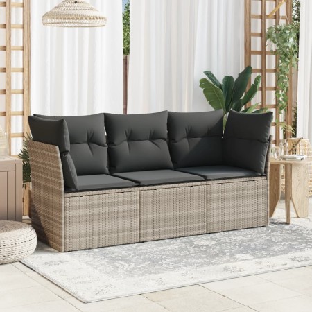 Set de sofá de jardín 3 pzas y cojines ratán sintético gris de , Conjuntos de jardín - Ref: Foro24-3249051, Precio: 214,41 €,...
