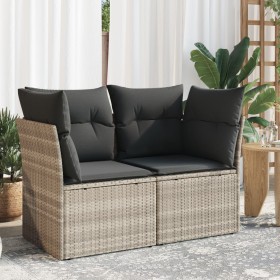 Sofá de jardín con cojines 2 plazas ratán sintético gris claro de , Sofás de exterior - Ref: Foro24-366192, Precio: 163,25 €,...