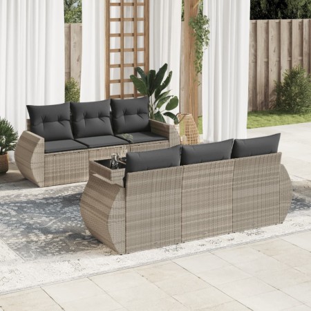 Set de sofás de jardín 7 pzas con cojines ratán PE gris claro de , Conjuntos de jardín - Ref: Foro24-3221111, Precio: 503,52 ...