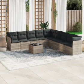 Set sofás jardín 10 pzas con cojines ratán sintético gris claro de , Conjuntos de jardín - Ref: Foro24-3249631, Precio: 650,9...