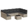 Set sofás jardín 10 pzas con cojines ratán sintético gris claro de , Conjuntos de jardín - Ref: Foro24-3249921, Precio: 644,9...