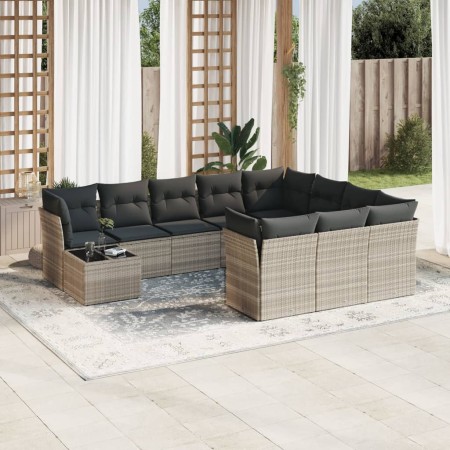 Set de sofás de jardín 11 pzas y cojines ratán sintético gris de , Conjuntos de jardín - Ref: Foro24-3250101, Precio: 748,11 ...