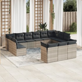 Set sofás de jardín con cojines 13 piezas ratán sintético gris de , Conjuntos de jardín - Ref: Foro24-3250291, Precio: 895,33...