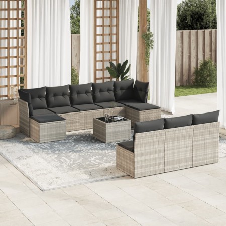 Set de sofás de jardín 11 pzas y cojines ratán sintético gris de , Conjuntos de jardín - Ref: Foro24-3250141, Precio: 698,73 ...