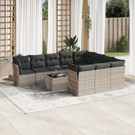 Set de sofás de jardín 11 pzas y cojines ratán sintético gris de , Conjuntos de jardín - Ref: Foro24-3250071, Precio: 748,11 ...