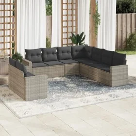 Set muebles jardín 9 pzas y cojines ratán sintético gris claro de , Sofás modulares de exterior - Ref: Foro24-3251489, Precio...