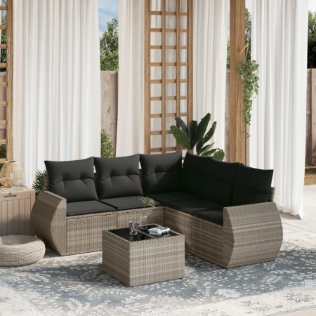 Set de sofás de jardín 6 pzas y cojines ratán sintético gris de , Conjuntos de jardín - Ref: Foro24-3253699, Precio: 431,10 €...