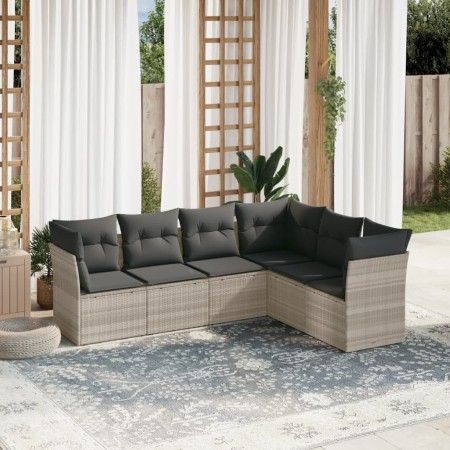 Set de sofás de jardín 6 pzas y cojines ratán sintético gris de , Conjuntos de jardín - Ref: Foro24-3249521, Precio: 431,18 €...