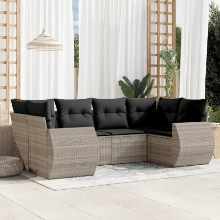 Set de sofás de jardín 6 pzas y cojines ratán sintético gris de , Conjuntos de jardín - Ref: Foro24-3254119, Precio: 462,99 €...