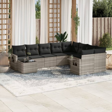 Set sofás jardín 10 pzas con cojines ratán sintético gris claro de , Conjuntos de jardín - Ref: Foro24-3252999, Precio: 657,7...