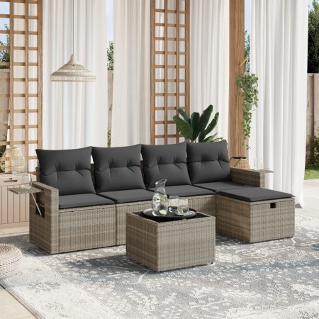 Set de sofás de jardín 6 pzas y cojines ratán sintético gris de , Conjuntos de jardín - Ref: Foro24-3263788, Precio: 364,15 €...