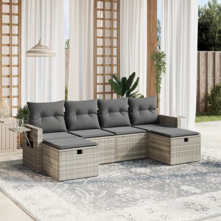 Set de sofás de jardín 6 pzas y cojines ratán sintético gris de , Conjuntos de jardín - Ref: Foro24-3263858, Precio: 363,56 €...