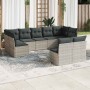 Set muebles jardín 9 pzas y cojines ratán sintético gris claro en Conjuntos de jardín | Comprar online en Foru.es