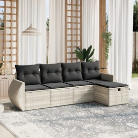 Set de sofás jardín y cojines 5 pzas ratán sintético gris claro de , Conjuntos de jardín - Ref: Foro24-3264088, Precio: 332,8...