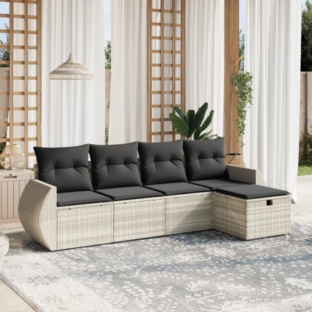 Set de sofás jardín y cojines 5 pzas ratán sintético gris claro de , Conjuntos de jardín - Ref: Foro24-3264088, Precio: 332,8...