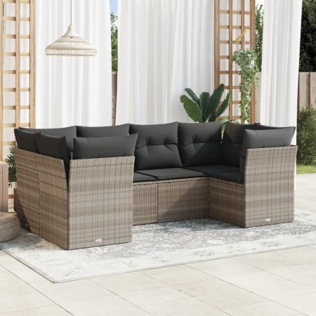 Set de sofás de jardín 6 pzas y cojines ratán sintético gris de , Conjuntos de jardín - Ref: Foro24-3218112, Precio: 424,21 €...