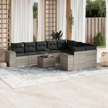 Set sofás jardín 10 pzas con cojines ratán sintético gris claro de , Conjuntos de jardín - Ref: Foro24-3223051, Precio: 677,1...