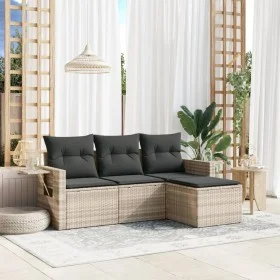 Set de sofás de jardín 4 pzas y cojines ratán sintético gris de , Conjuntos de jardín - Ref: Foro24-3220071, Precio: 270,11 €...