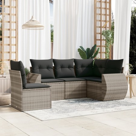 Set de sofás jardín y cojines 5 pzas ratán sintético gris claro de , Conjuntos de jardín - Ref: Foro24-3221371, Precio: 367,7...