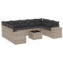 Set sofás jardín 10 pzas con cojines ratán sintético gris claro de , Conjuntos de jardín - Ref: Foro24-3223011, Precio: 677,1...