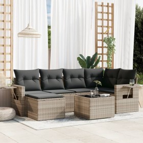 Set de sofás de jardín 7 pzas con cojines ratán PE gris claro de , Conjuntos de jardín - Ref: Foro24-3220471, Precio: 451,03 ...