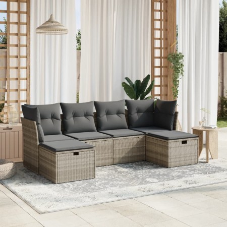 Set de sofás de jardín 6 pzas y cojines ratán sintético gris de , Conjuntos de jardín - Ref: Foro24-3263238, Precio: 365,67 €...
