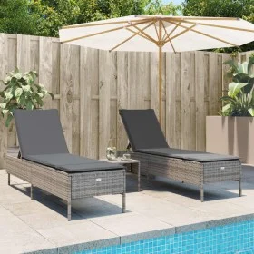Set of 3-piece synthetic rattan sun loungers with gray cushions by , Loungers - Ref: Foro24-3284265, Price: 311,49 €, Discoun...